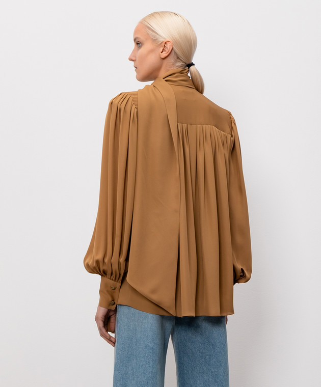 Khaite Коричнева блуза Vali із шовку з драпіруванням 2460338 зображення 4