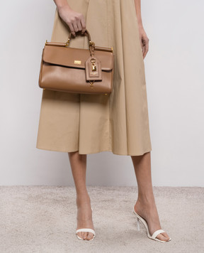 Dolce&Gabbana Коричнева шкіряна сумка-сетчел My Sicily BB7782B7321