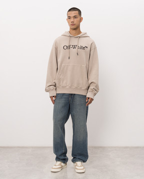 Off-White Бежеве худі з фактурним логотипом 44MBB12NF26F004