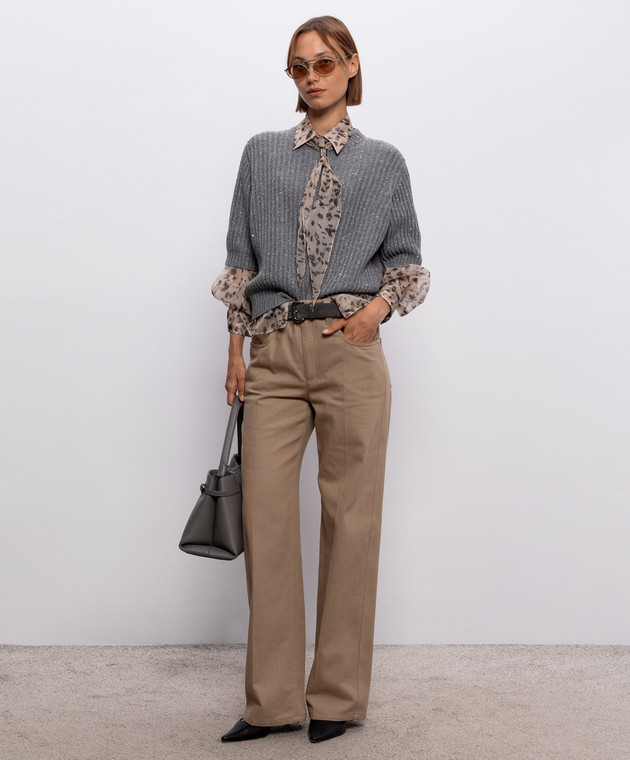 Brunello Cucinelli Бежевые джинсы с цепочкой мониль MP134P4108 изображение 2