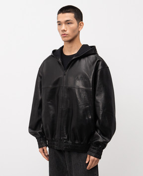 AMIRI Чорна шкіряна куртка з логотипом AMOUJA1029
