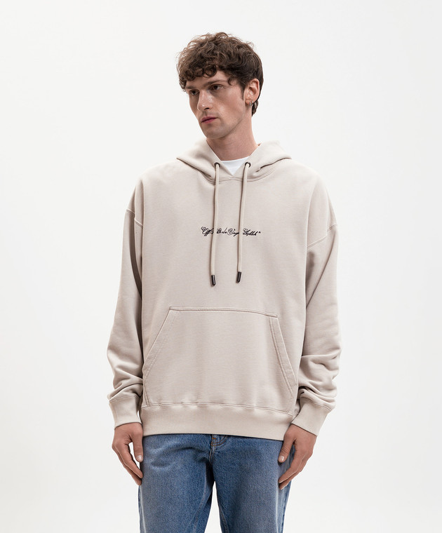 Off-White Бежеве худі з вишивкою 44MBB085S26F004 зображення 3
