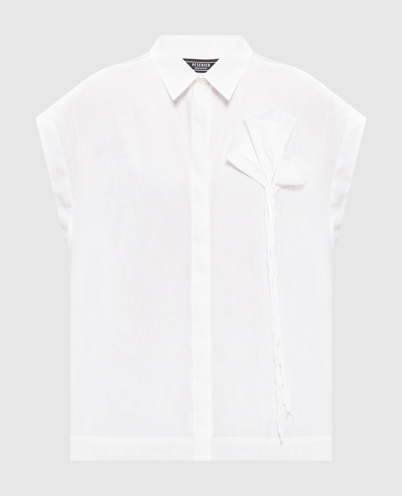 

Белая блуза с шелком с аппликацией, Белый, Блузы