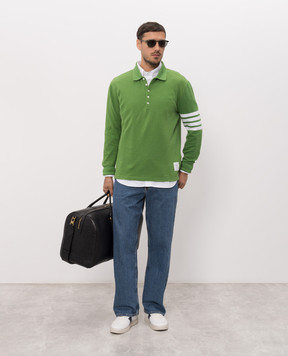 Thom Browne Зелене поло з нашивкою логотипа MJP137G07976