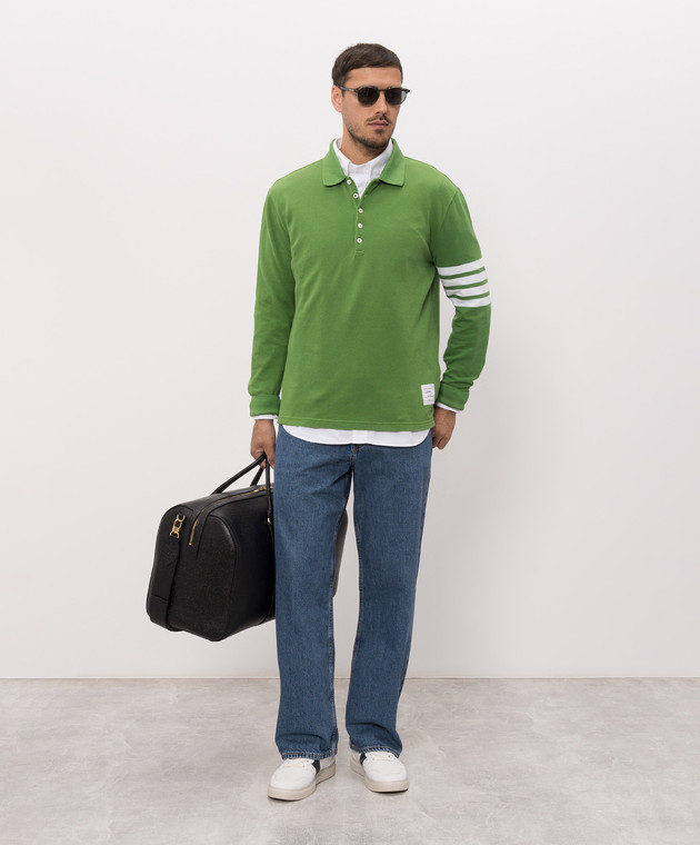 Thom Browne Зелене поло з нашивкою логотипа MJP137G07976 зображення 2