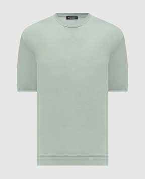 Stefano Ricci Зеленая футболка из шелка с вышивкой логотипа K616215G10F26101