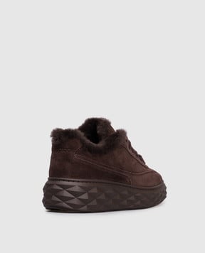 Jimmy Choo Коричневые замшевые кроссовки на меху Retro Diamond Maxi DIAMONDMAXIRETROFVQQ