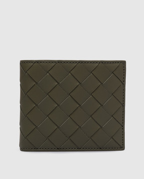 Bottega Veneta Шкіряне портмоне кольору хакі Intrecciato Bi-Fold 749412VCPQ4