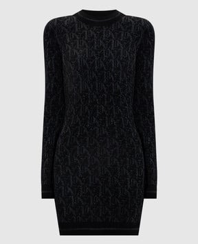 Palm Angels s Чорна сукня міні з люрексом PWHI048R24KNI001