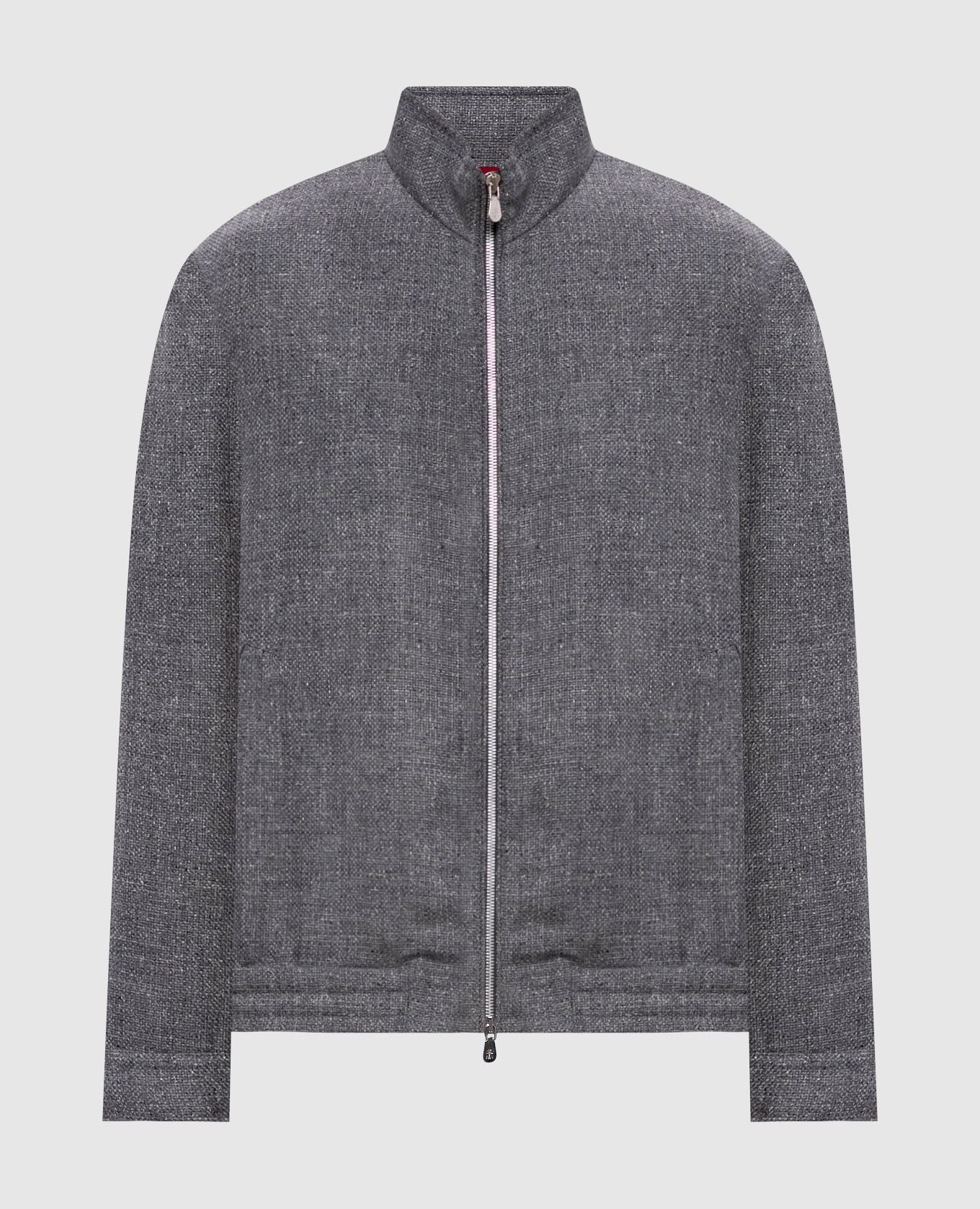 Серая куртка из шелка, льна и шерсти