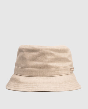 Stefano Ricci Бежева панама з вовни і льону з логотипом MCV6100240LW001Q