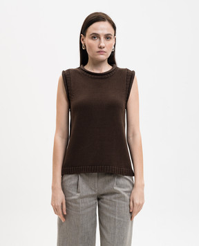 Loulou de Saison Коричневий жилет Effy з льону та шовку EFFY