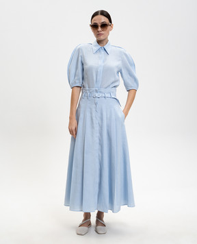 Gabriela Hearst Голубая юбка миди Dugald из льна X003036LA003