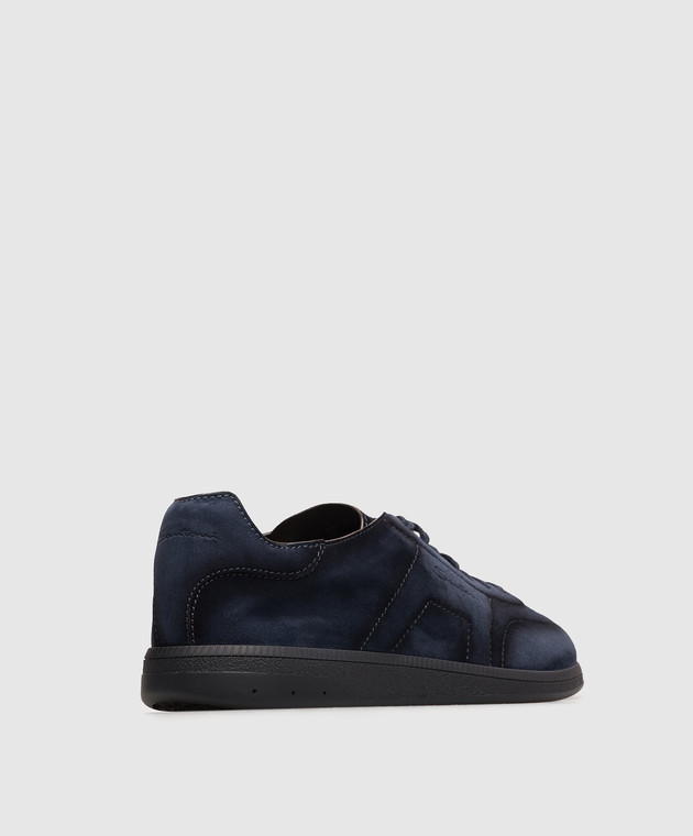 Santoni Синие замшевые кроссовки с тиснением логотипа MBPL22072OCATSE2 изображение 3