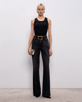 Dolce&Gabbana Чорний топ в рубчик з монограмою F8V40ZGDDL8