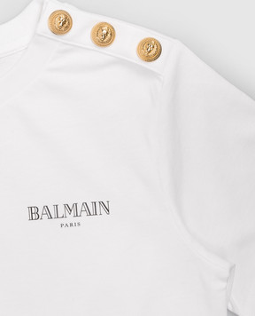 Balmain Дитяча біла футболка з принтом логотипа BY8Q21Z36721214