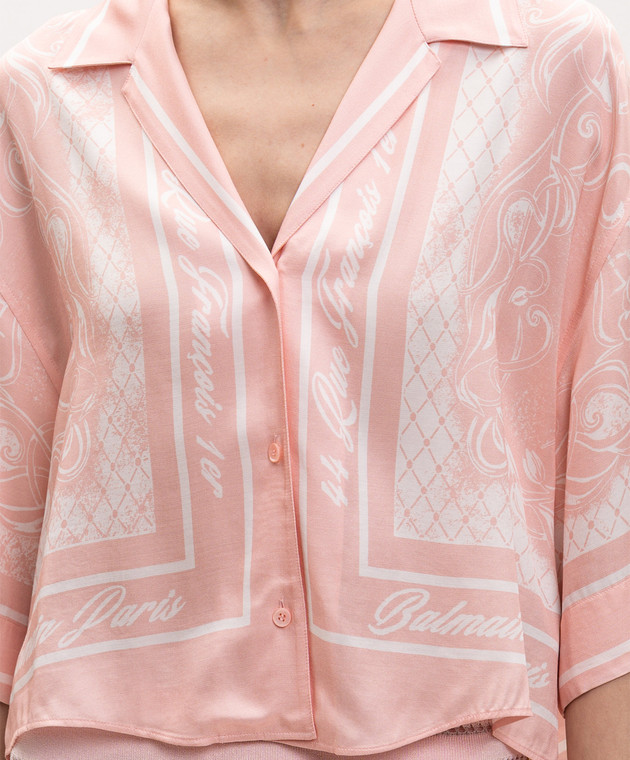 Balmain Рожева укорочена блуза Foulard HF1ALB35VJ12 зображення 4