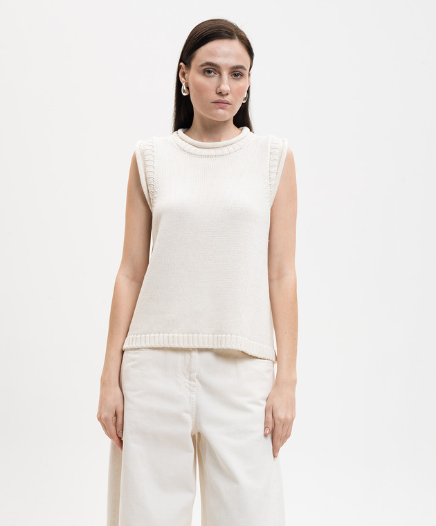 Loulou de Saison Жилет Effy кольору айворі з льону та шовку EFFY зображення 3