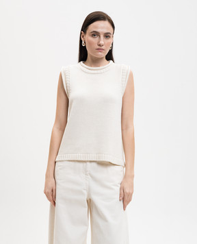 Loulou de Saison Жилет Effy кольору айворі з льону та шовку EFFY