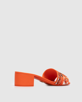 Dolce&Gabbana Помаранчеві мюлі з вишивкою Майоліка CR1748AV804