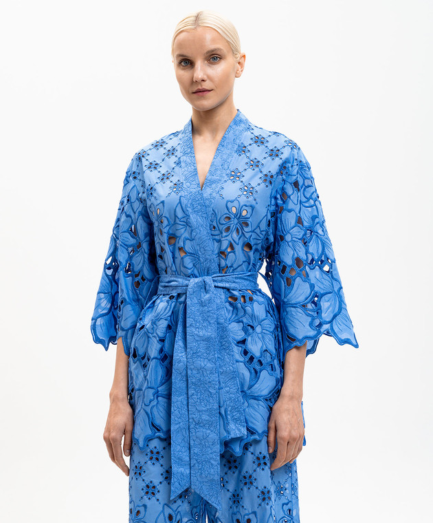 Ermanno Scervino Life Синє ажурне кімоно з вишивкою D484Q608QYD зображення 3