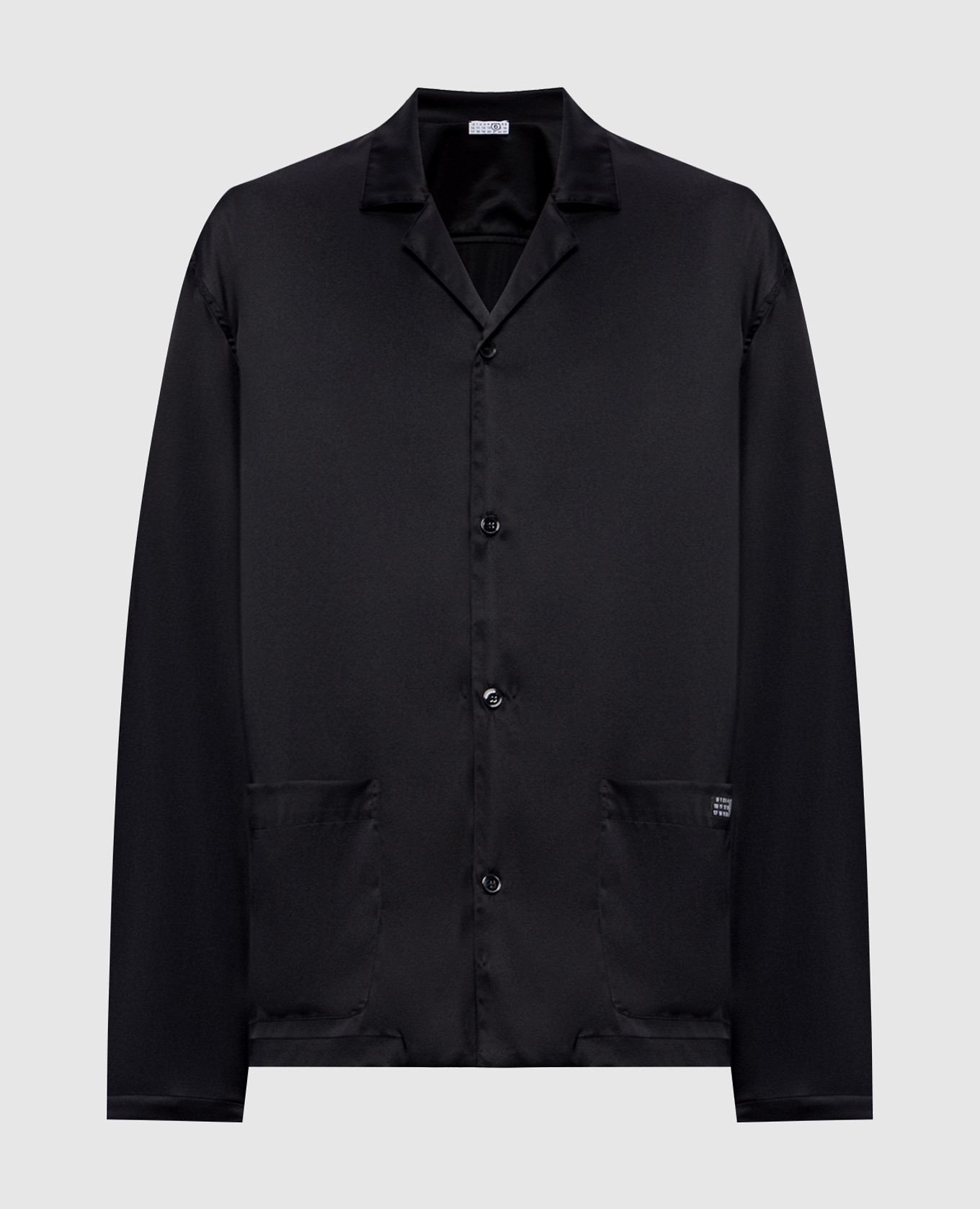 Черная блуза с шелком в пижамном стиле