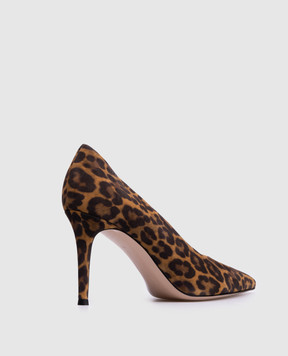 Gianvito Rossi Коричневые замшевые туфли Robbie в анималистичный принт G2227785RIC