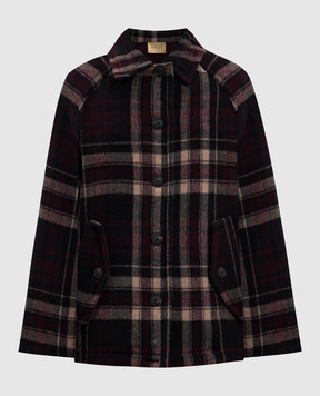 Momoni Бордовое пальто BRIGHTON из шерсти в клеточку 252MMOCO053252MO24