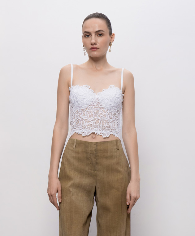Ermanno Scervino Life Белый топ-бюстье из кружева DD484Y301CQDV изображение 3