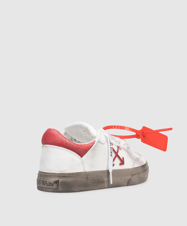 Off-White Белые кожаные кроссовки Vulcanized с винтажным эффектом OWIA288S26LEA002 изображение 3