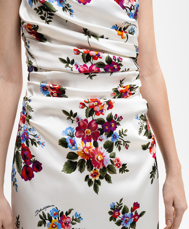 Dolce&Gabbana Біла сукня в квітковий принт F612RTFSICE зображення 4