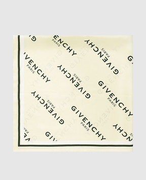 Givenchy Зелена хустка із шовку в принт логотипа 710009495010