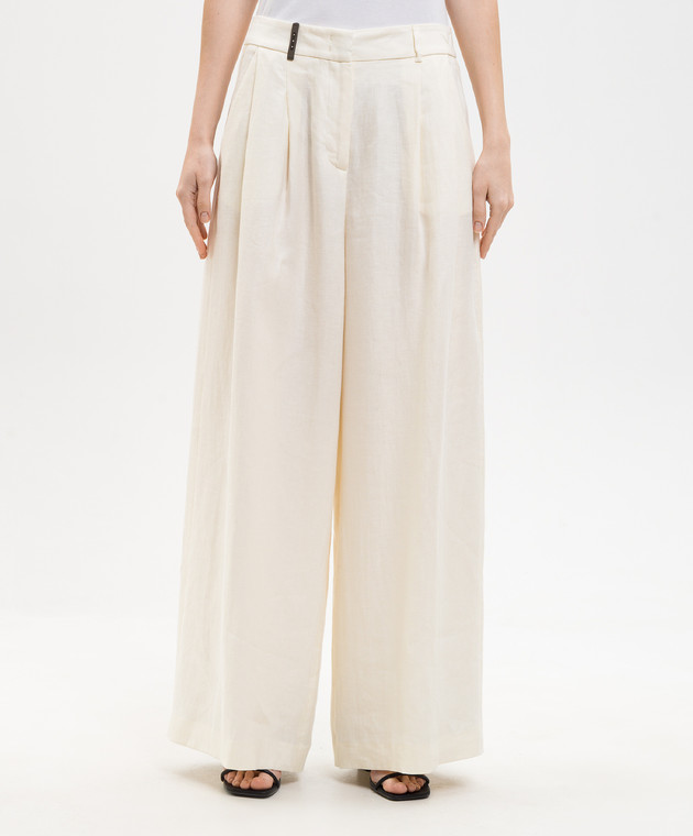 Peserico Штани з льону кольору айворі P0422202606 зображення 3