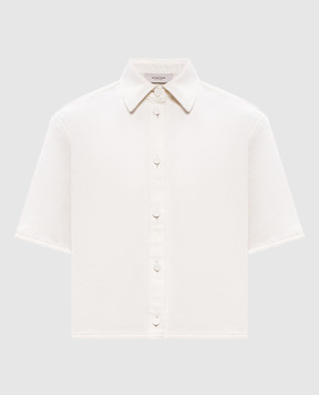 Agnona Джинсова сорочка кольору айворі з льоном TD1119YU2130