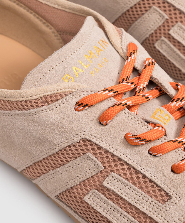 Balmain Бежевые комбинированные кроссовки Racer HM1VI408TECH изображение 5