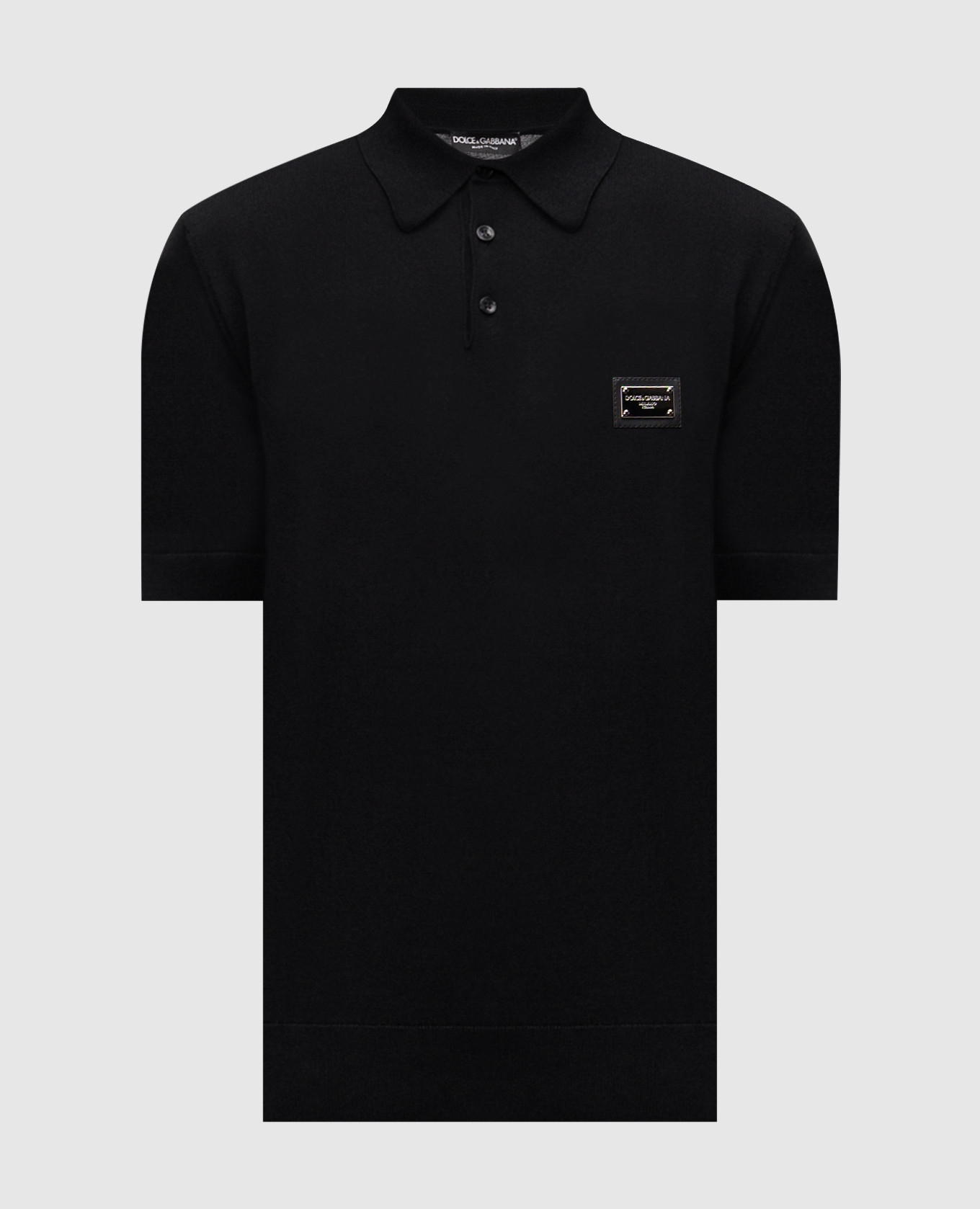 

Черное поло из шерсти с логотипом, Черный, Футболки