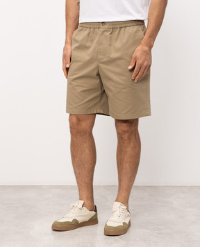 Ami Paris Бежевые шорты с фактурной эмблемой HSO835CO0132