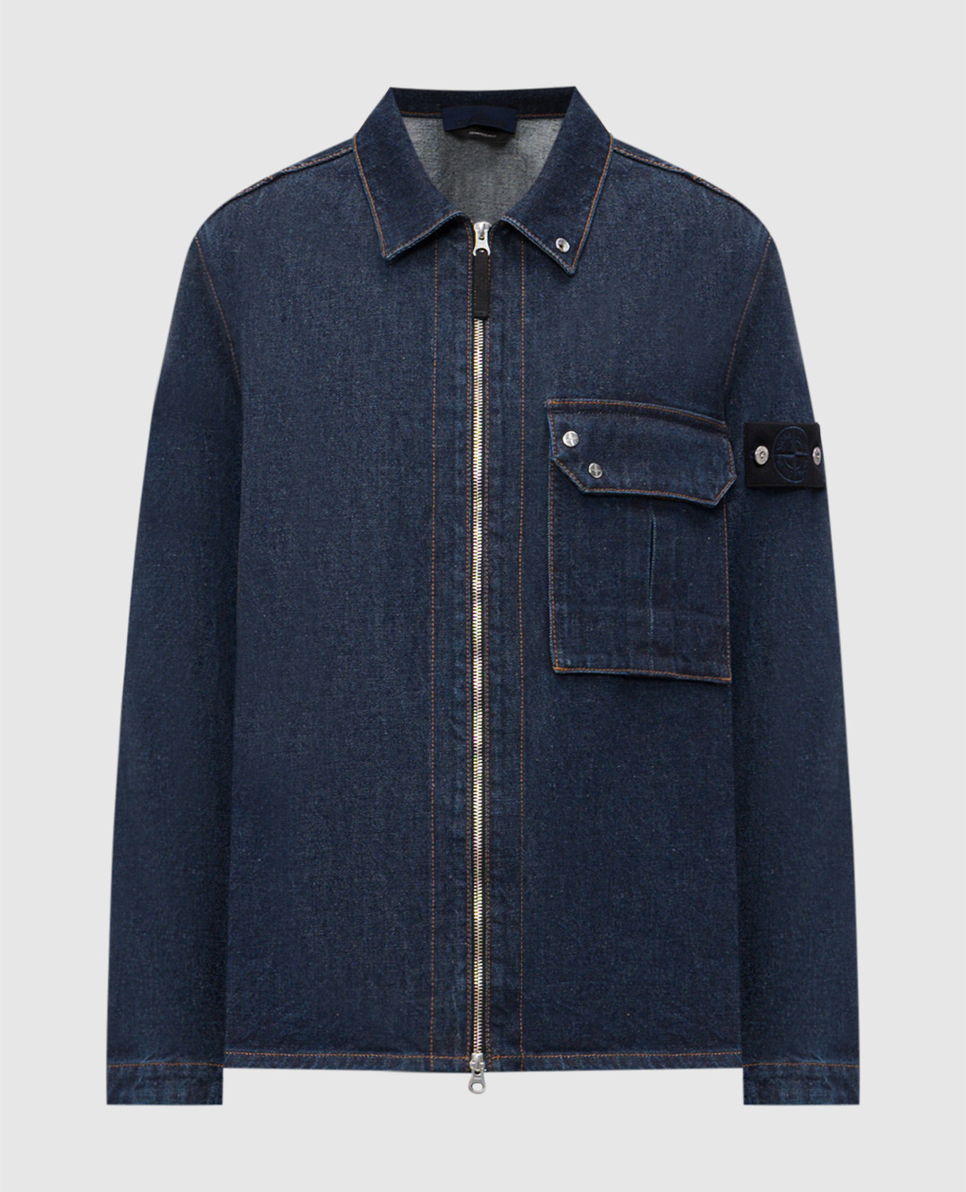 

Синяя куртка джинсовая с патчем логотипа, Синий, Джинсовые куртки