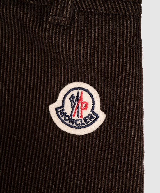 Moncler ENFANT Детские коричневые вельветовые брюки L29542A0000854APL изображение 3