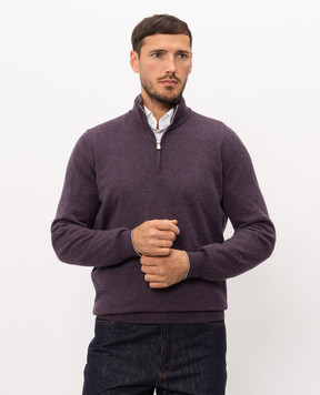 Brunello Cucinelli Фіолетовий джемпер з кашеміру з блискавкою M2200124