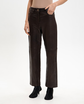 Max Mara Коричневі шкіряні штани SMMVIOLINO SMMVIOLINO