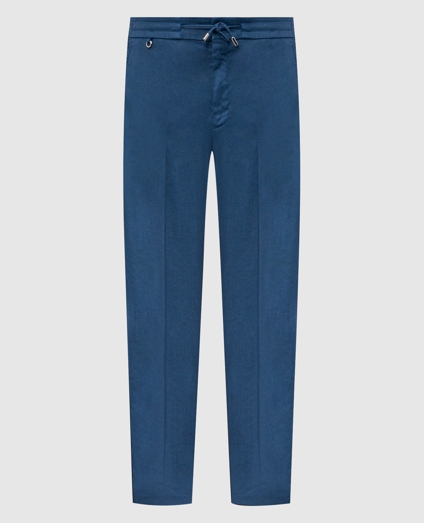 Синие брюки с льном