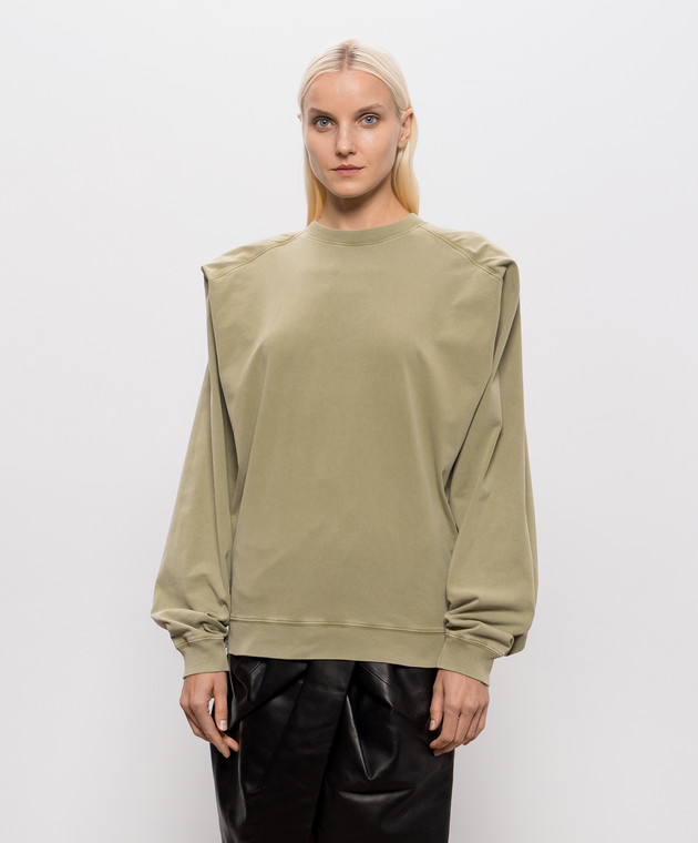 Thierry Mugler Світшот з акцентними плечима кольору хакі 26F3TS01306032 зображення 3