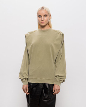 Thierry Mugler Світшот з акцентними плечима кольору хакі 26F3TS01306032