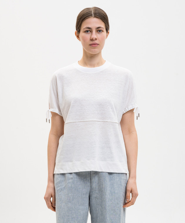 Peserico Белая футболка с леном S06431J02707B изображение 3