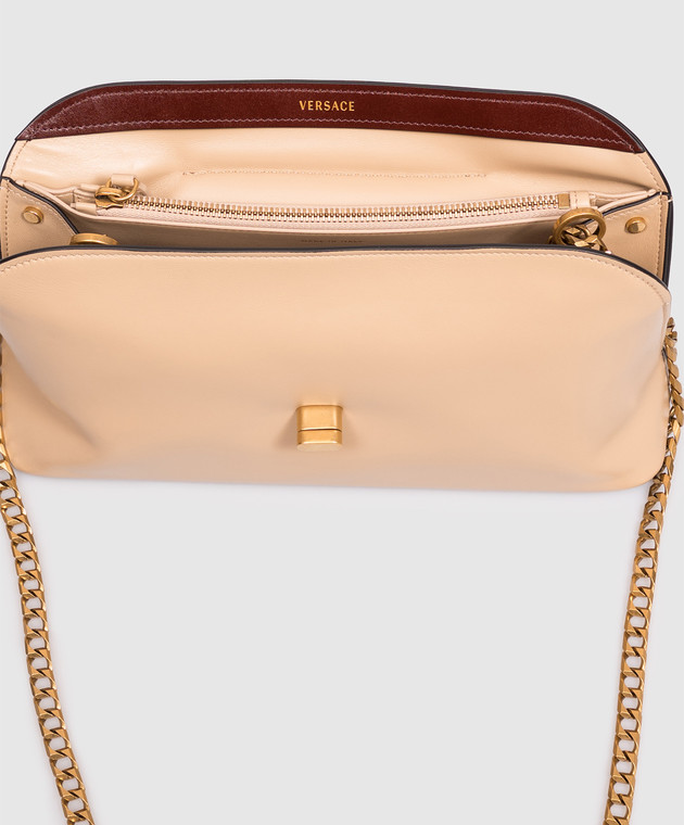 Versace Бежевая кожаная сумка Vivian 10254731A17449 изображение 4