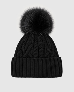 Moncler Черная шапка из шерсти и кашемира с помпоном L20933B00041M4506