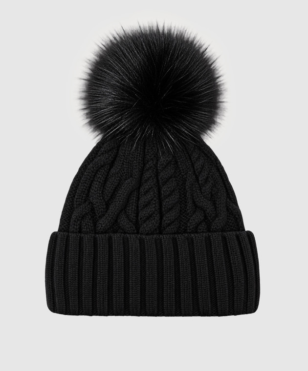 Moncler Чорна шапка з вовни і кашеміру з помпоном L20933B00041M4506 зображення 3