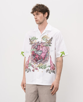 Off-White Белая рубашка с принтом Dream World 44MGG01FZ26F002