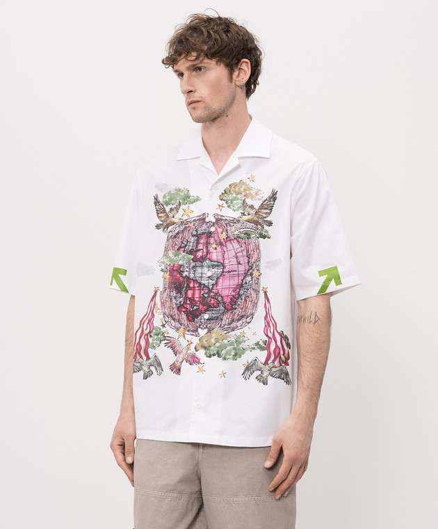 Off-White Белая рубашка с принтом Dream World 44MGG01FZ26F002 изображение 3